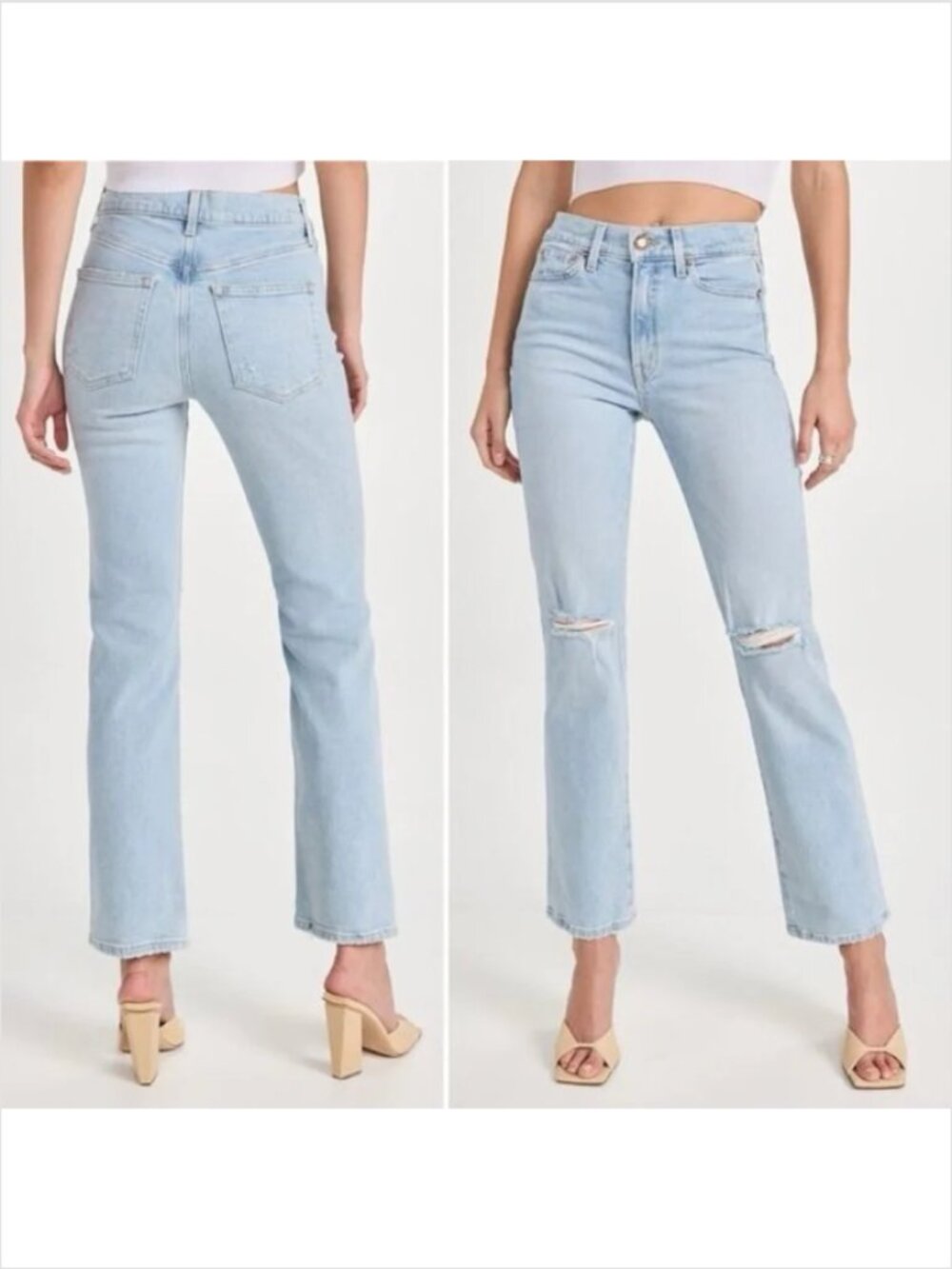 AYR The Sugar Light Wash Distressed Denim Ankle Jeans - Size 26